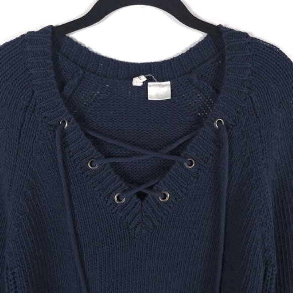 ANTHROPOLOGIE MOTH ROMANIA🇷🇴MADE Navy Asbury Laced Open Knit Sweater MEDIUM - Picture 9 of 11
